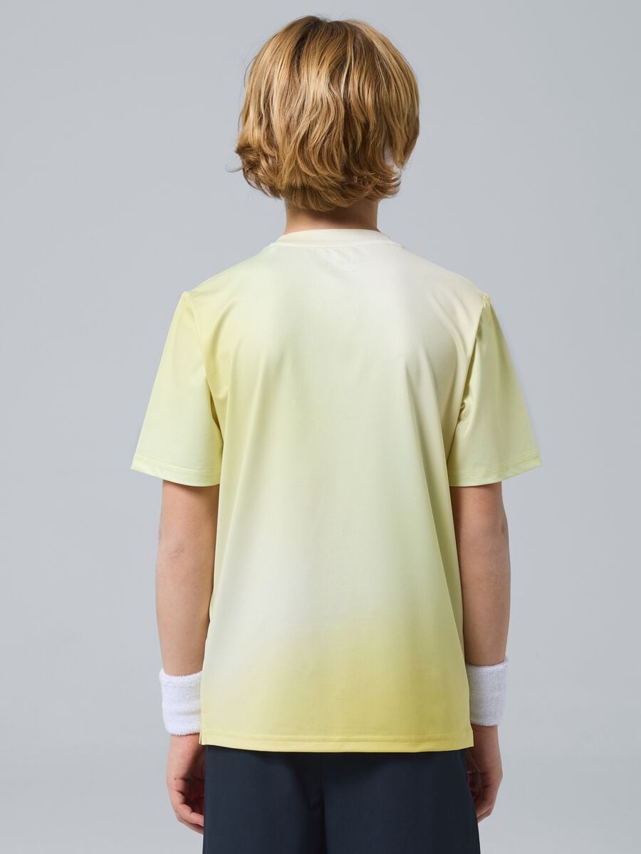 Yellow ALTAVIA COURT sports T-shirt in stretch technical fabric with tie-dye effect for boys_2