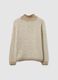 Beige regular fit sweater with ribbed collar and cut-out details_4