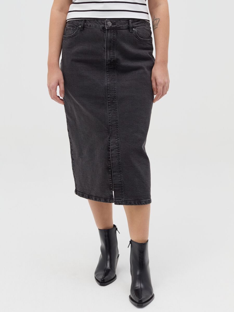 Curvy midi pencil skirt in denim_1