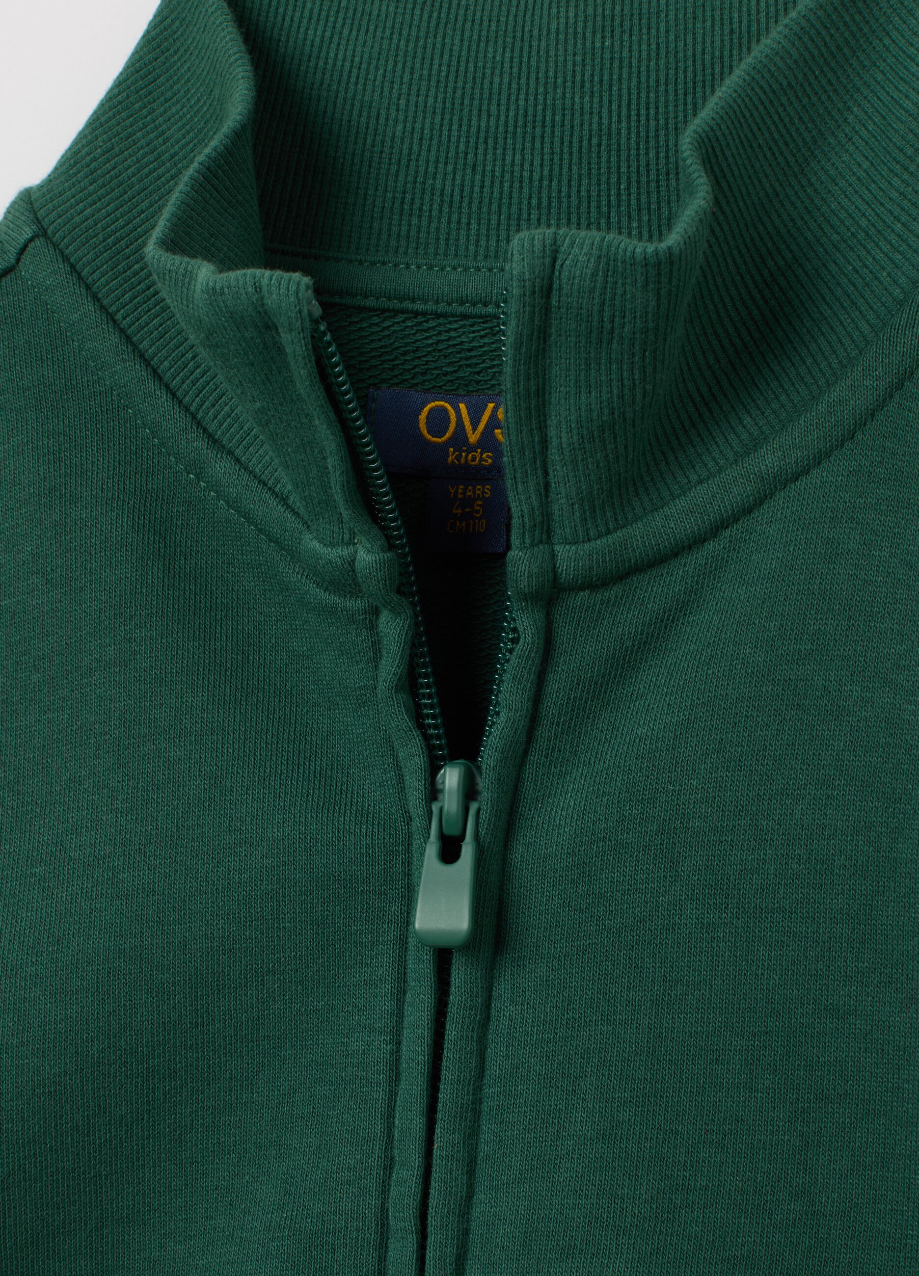 Felpa da bambino in puro cotone verde regular fit