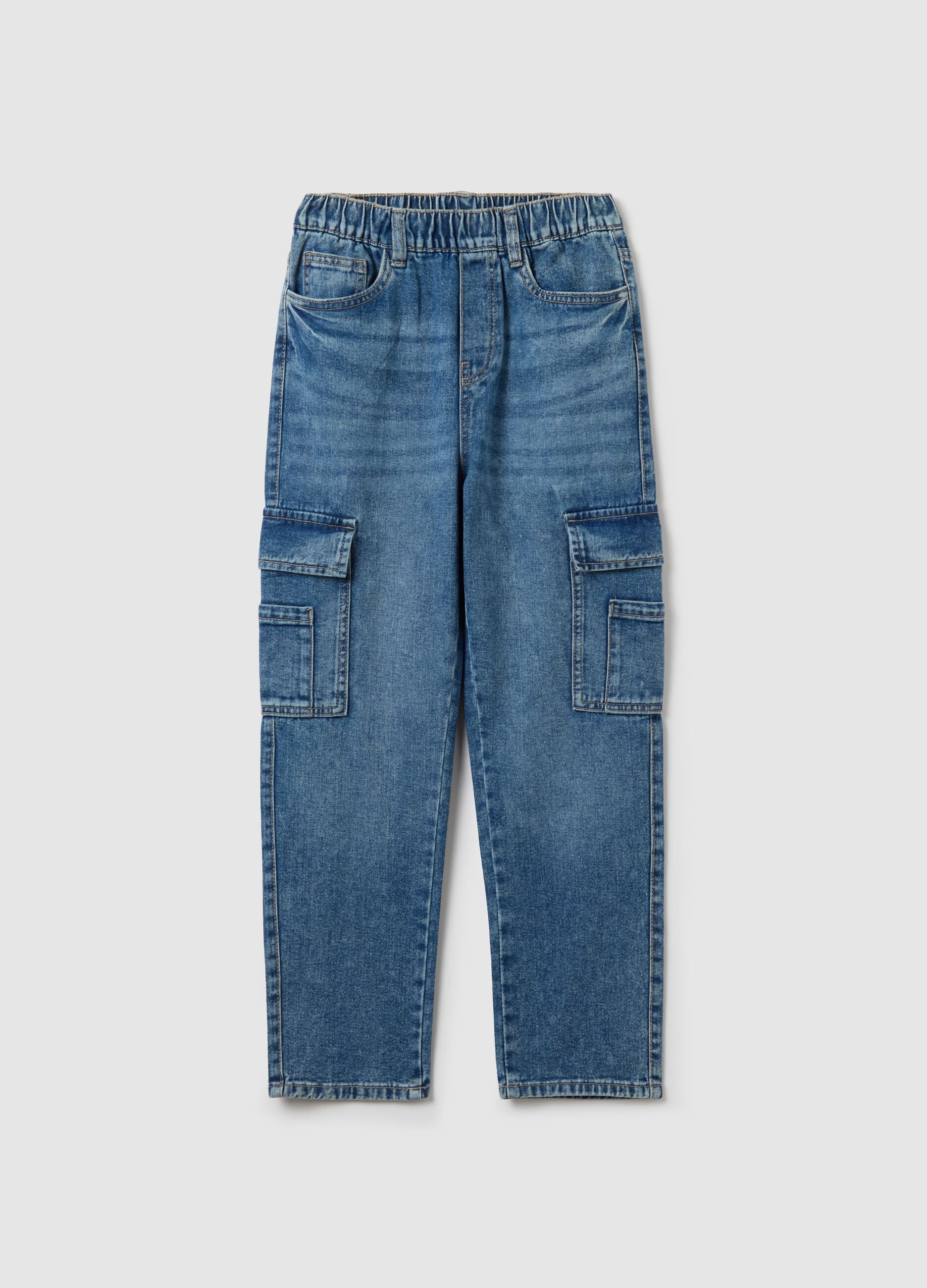 Pull-on cargo jeans