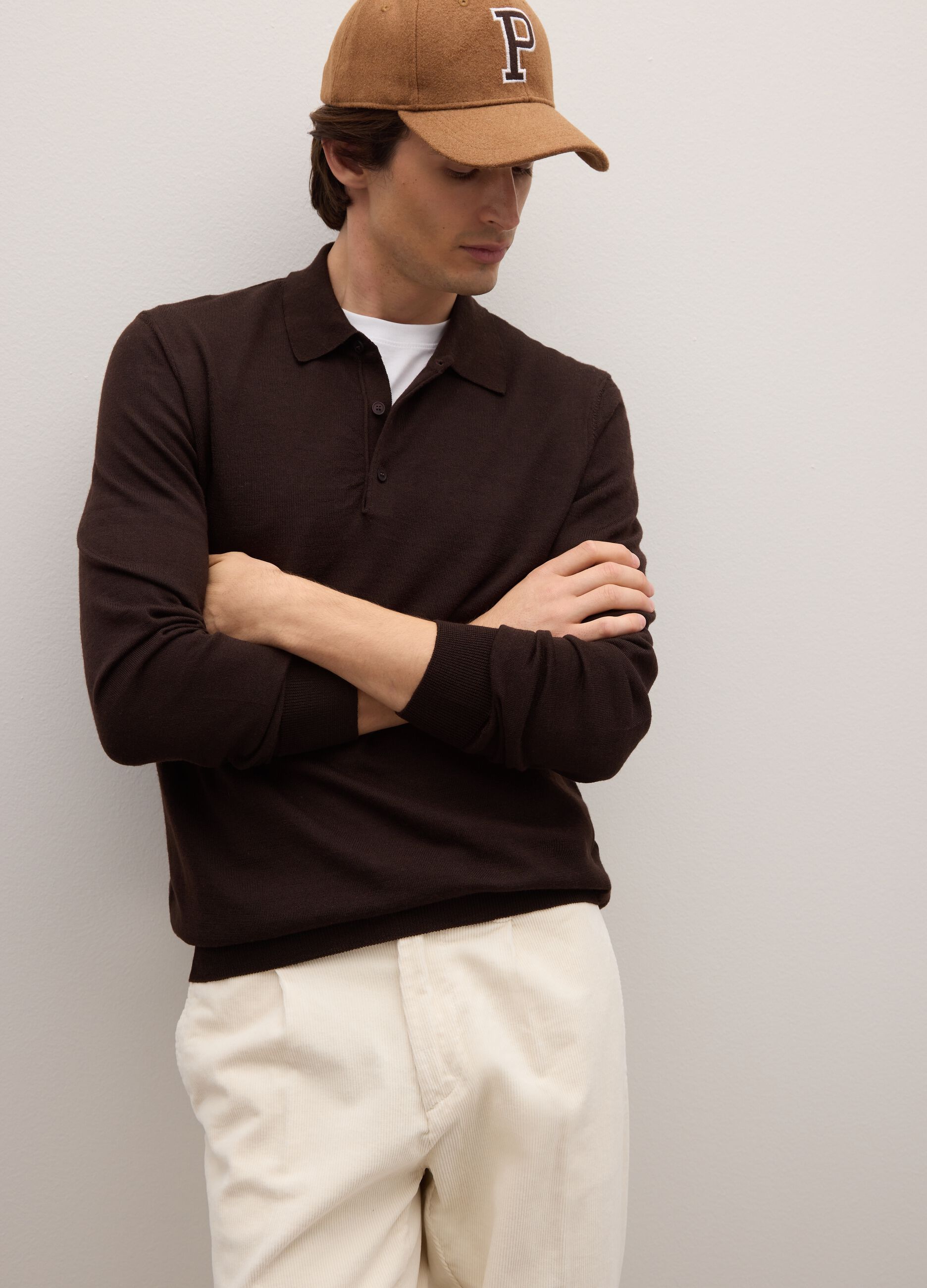 Brown pure merino regular fit sweater