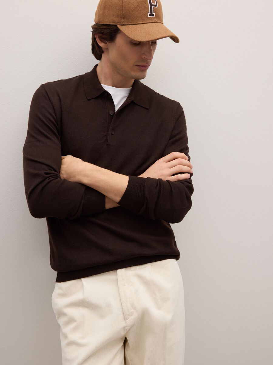 Brown pure merino regular fit sweater_0