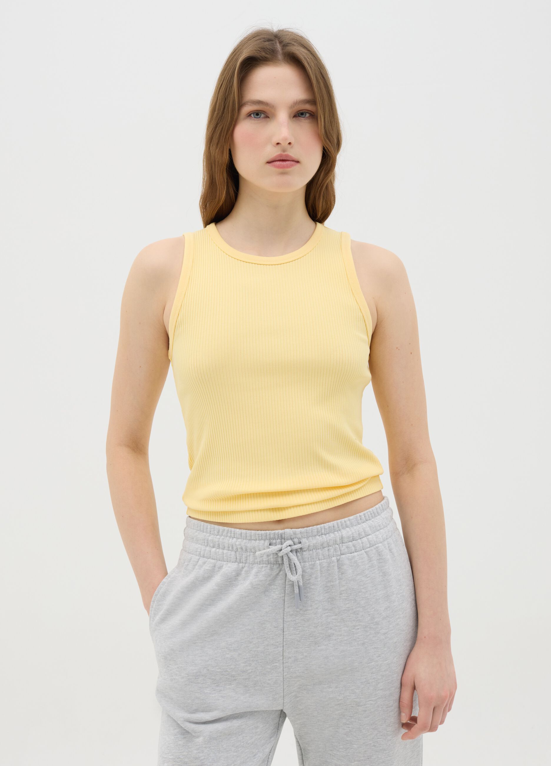Canotta da donna gialla regular fit