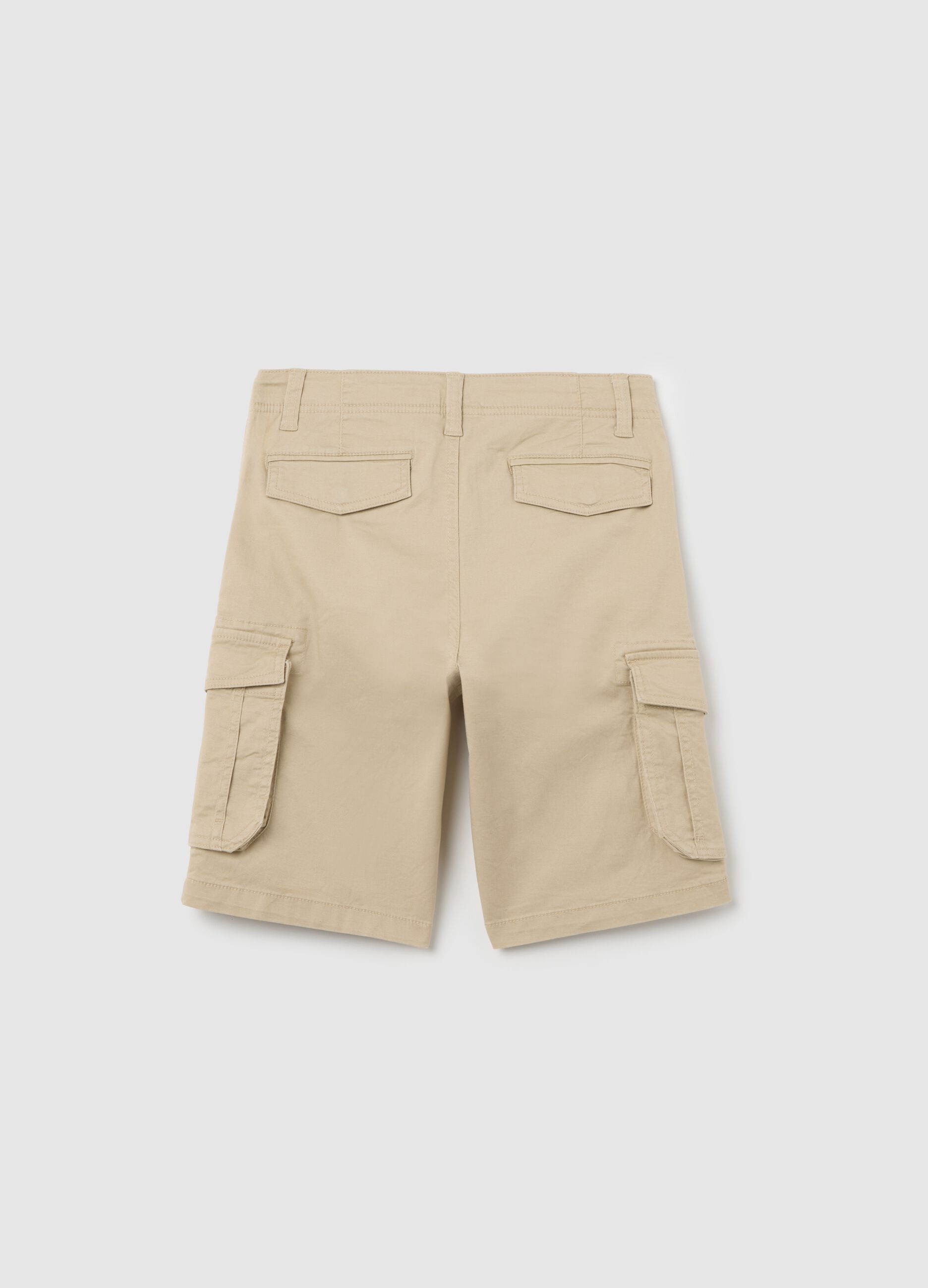 Boys’ beige regular-fit shorts in stretch cotton