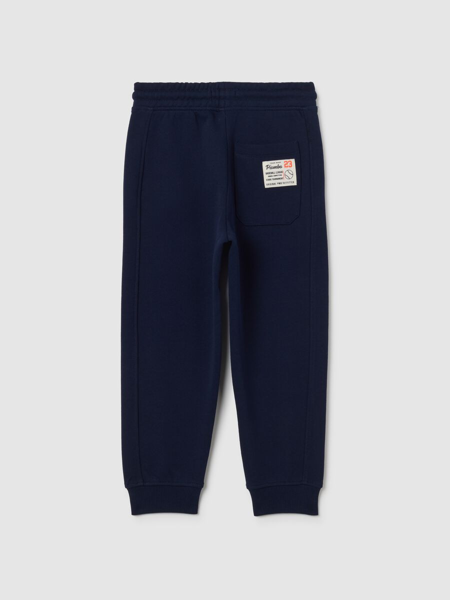 Pantaloni da bambino in puro cotone blu regular fit_1