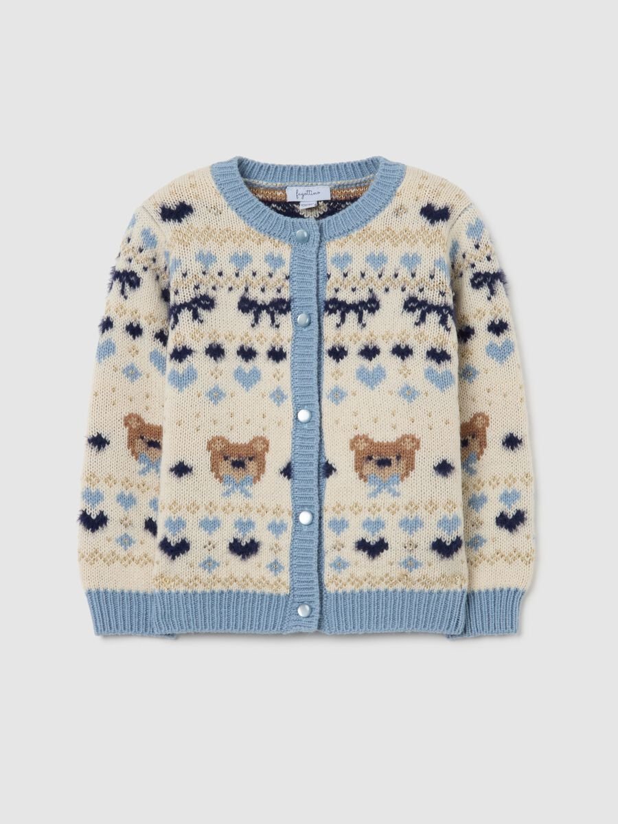 Cardigan da bimba multicolor regular fit con ricami_0