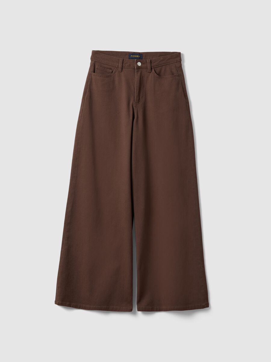 Brown stretch cotton flare trousers_4