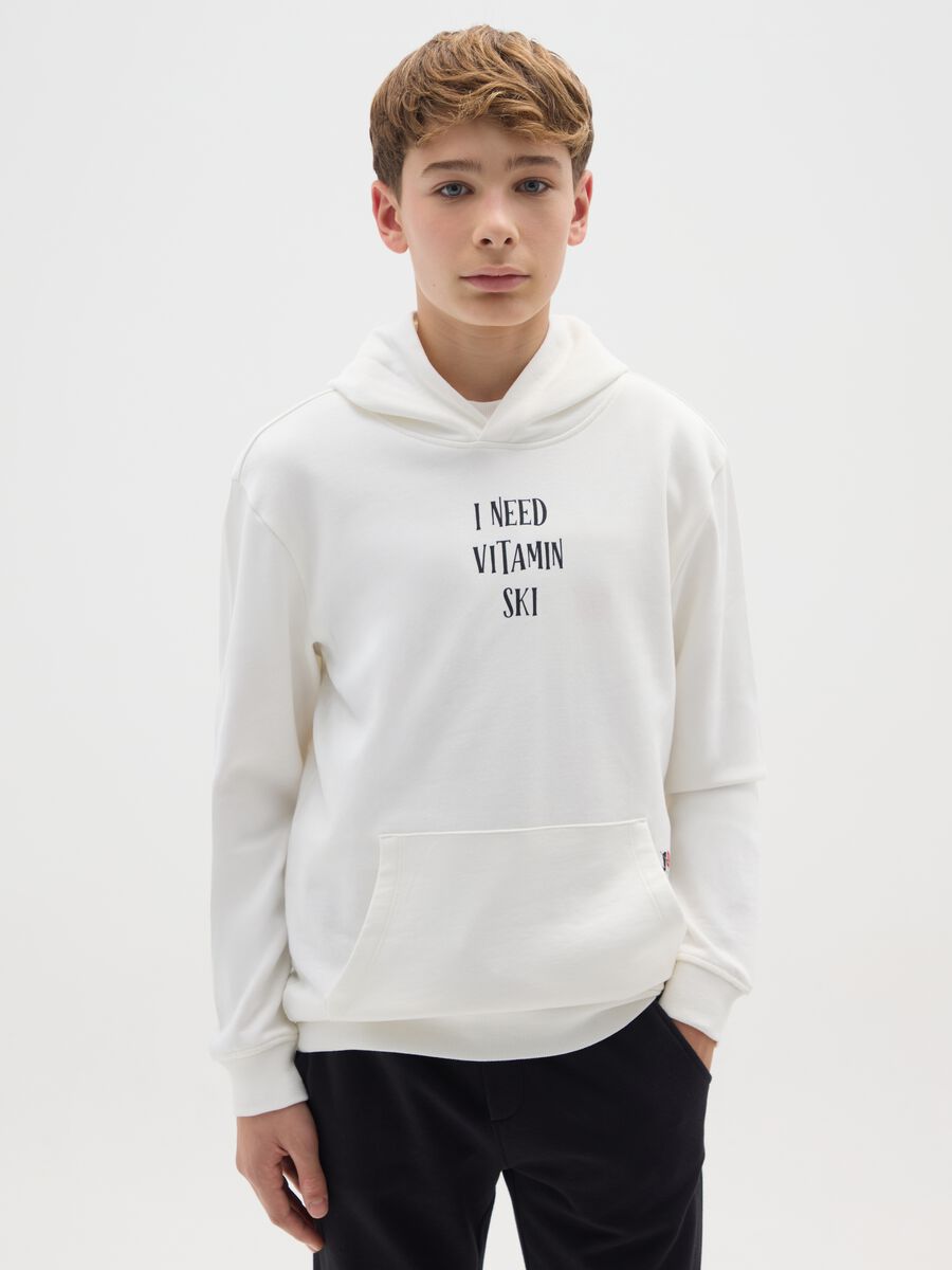 Boy's white pure cotton sweatshirt regular fit_0