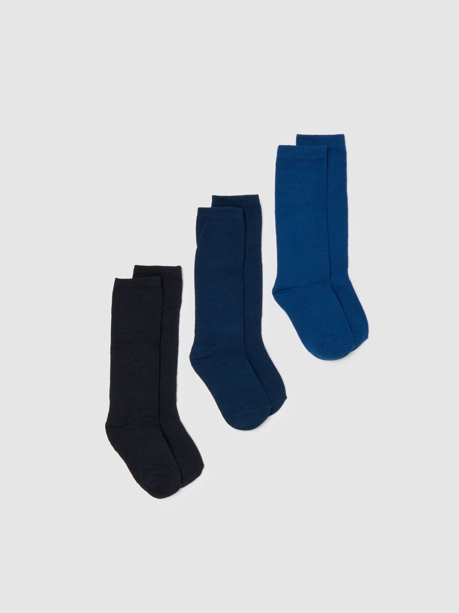 Long blue cotton blend socks for boys_0