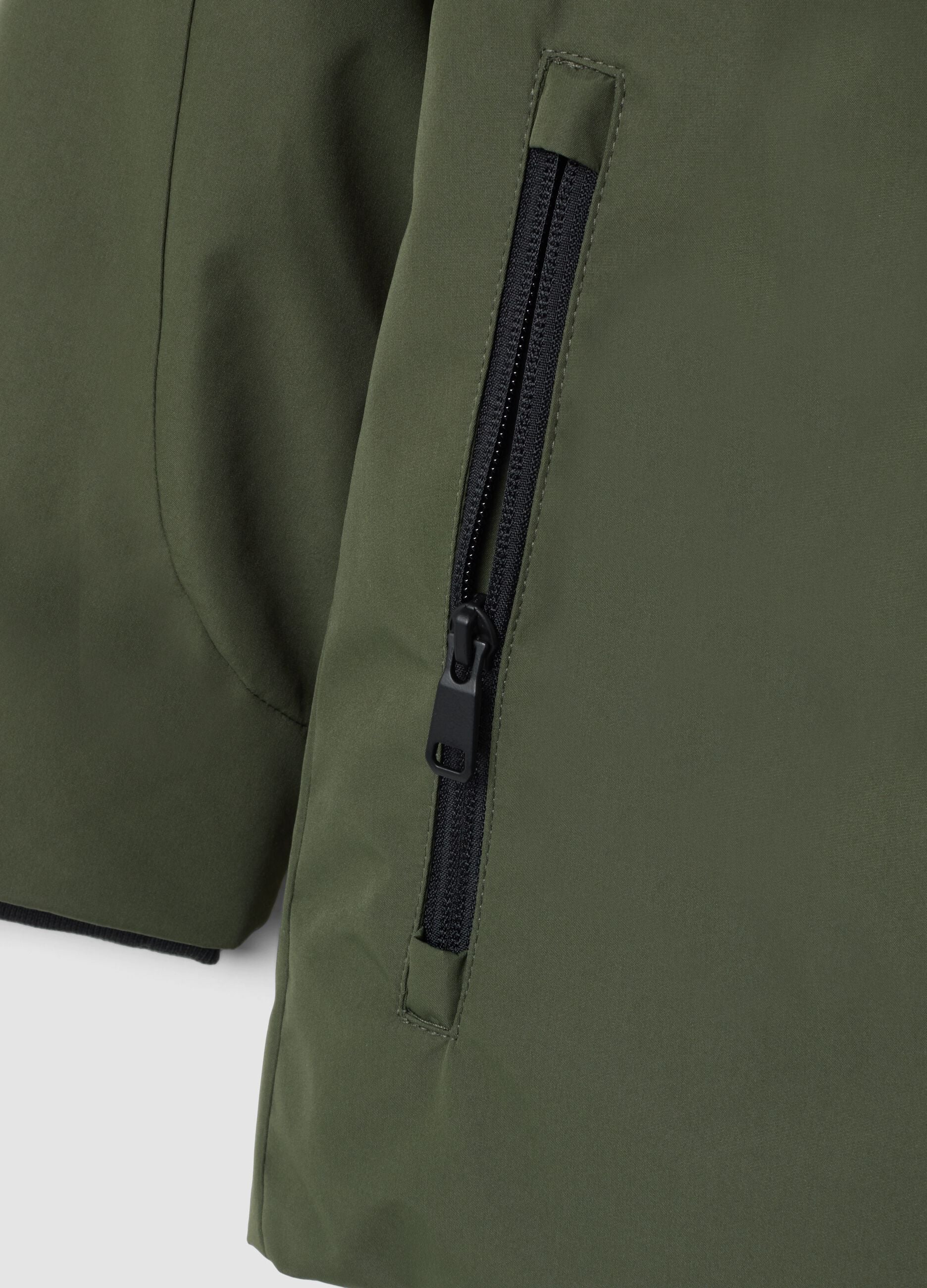 Green hooded zip-up jacket