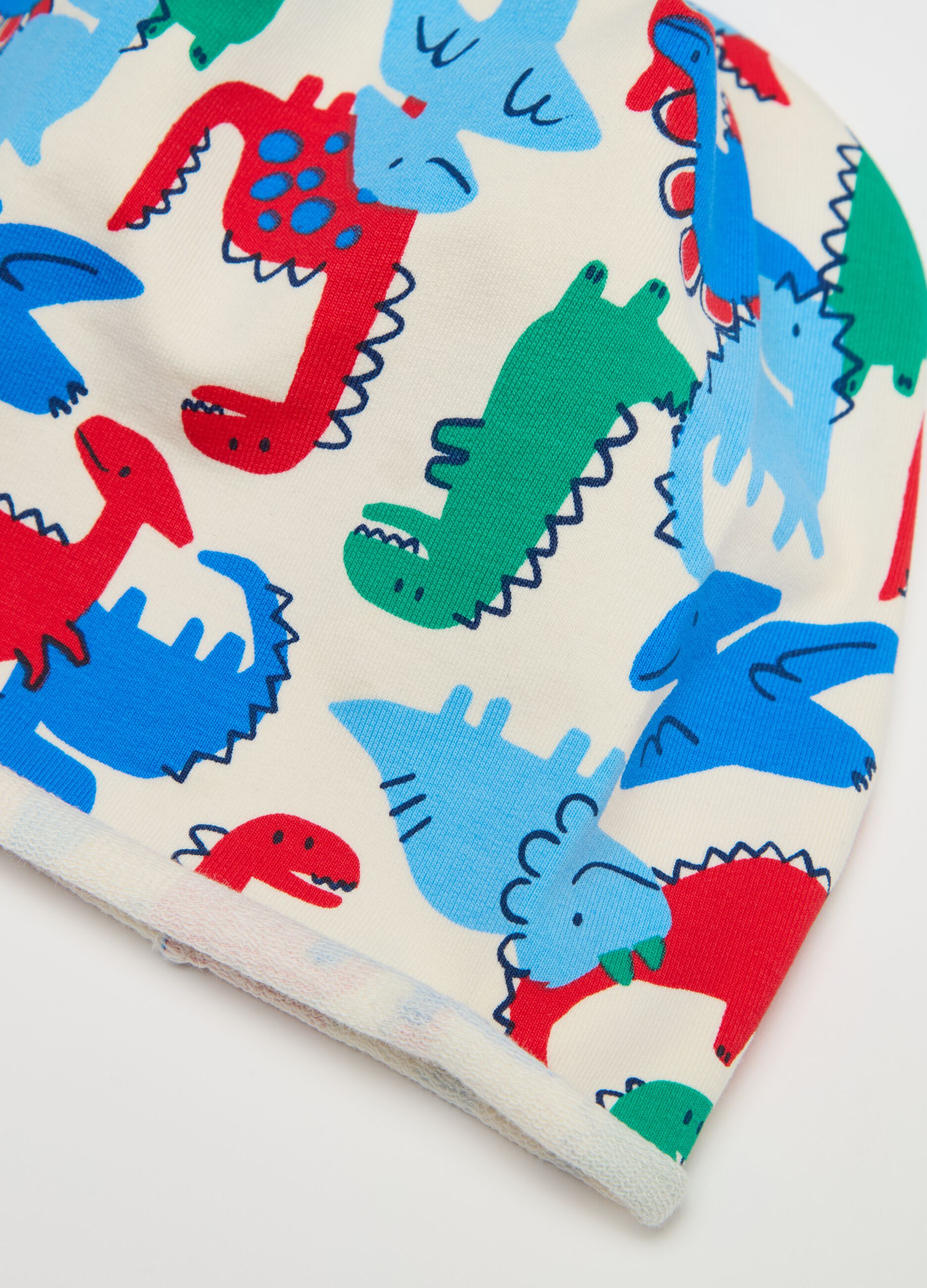French terry hat with dinosaurs print