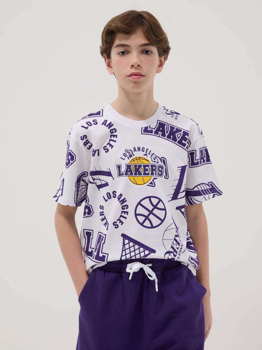 Set in puro cotone multicolor da ragazzo oversize fit Lakers_1