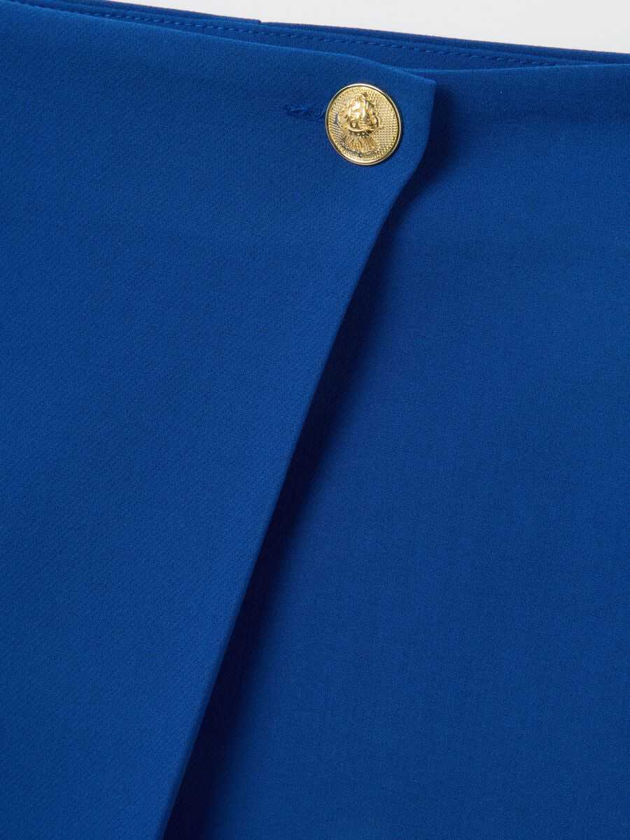 Regular fit blue mixed skirt with button_5