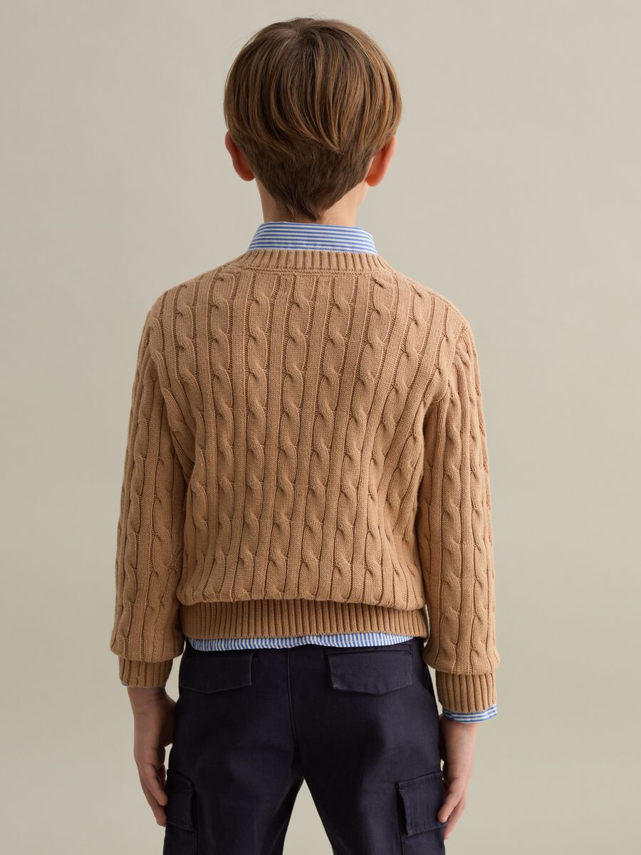 Cable-knit pullover with logo embroidery_1