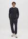 Black cotton blend regular fit trousers_0