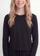 Black pure cotton T-shirt with ribbed neckline for girls_3