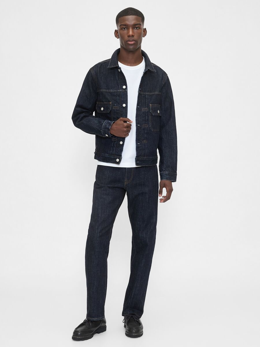 Giacca denim blu in cotone_1