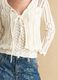 White Cotton Lace Cardigan Regular Fit Deep V_3