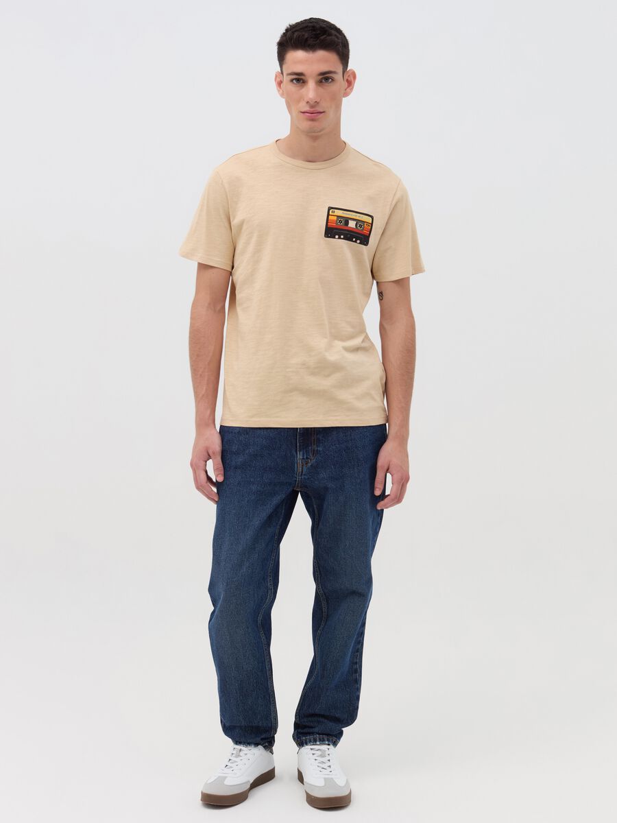 Slub jersey T-shirt with audio cassette print_1