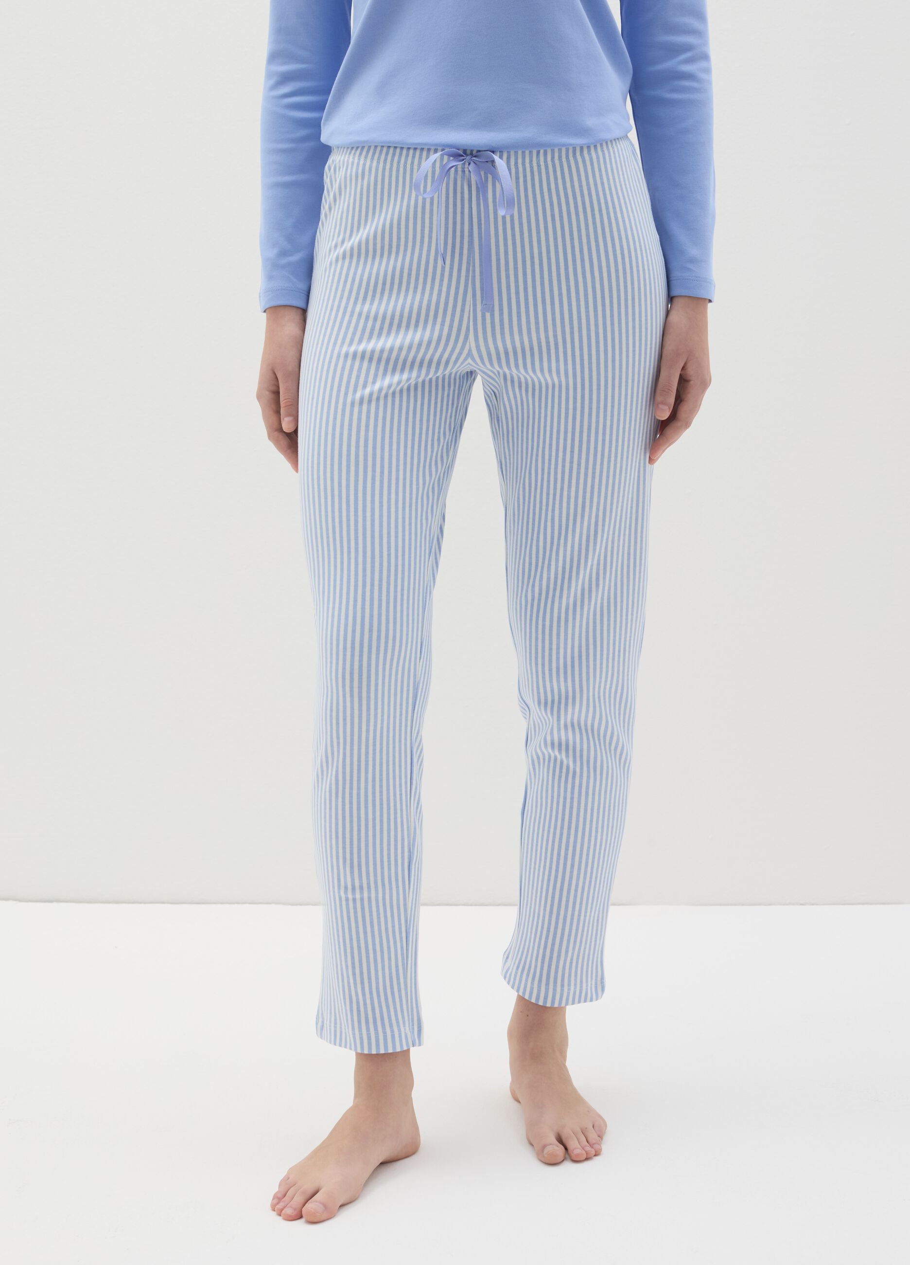 Striped cotton pyjama bottoms