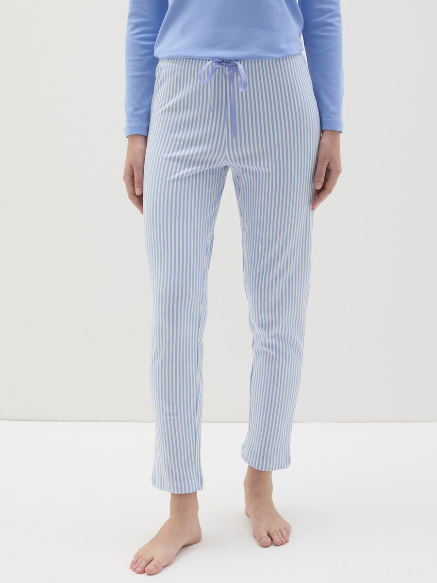 Striped cotton pyjama bottoms_1