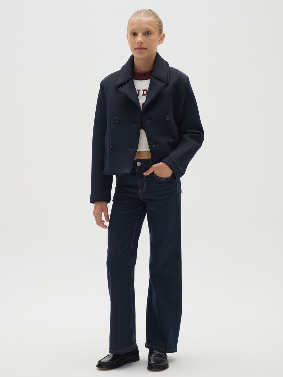 Girls' blue wide leg denim jeans_1