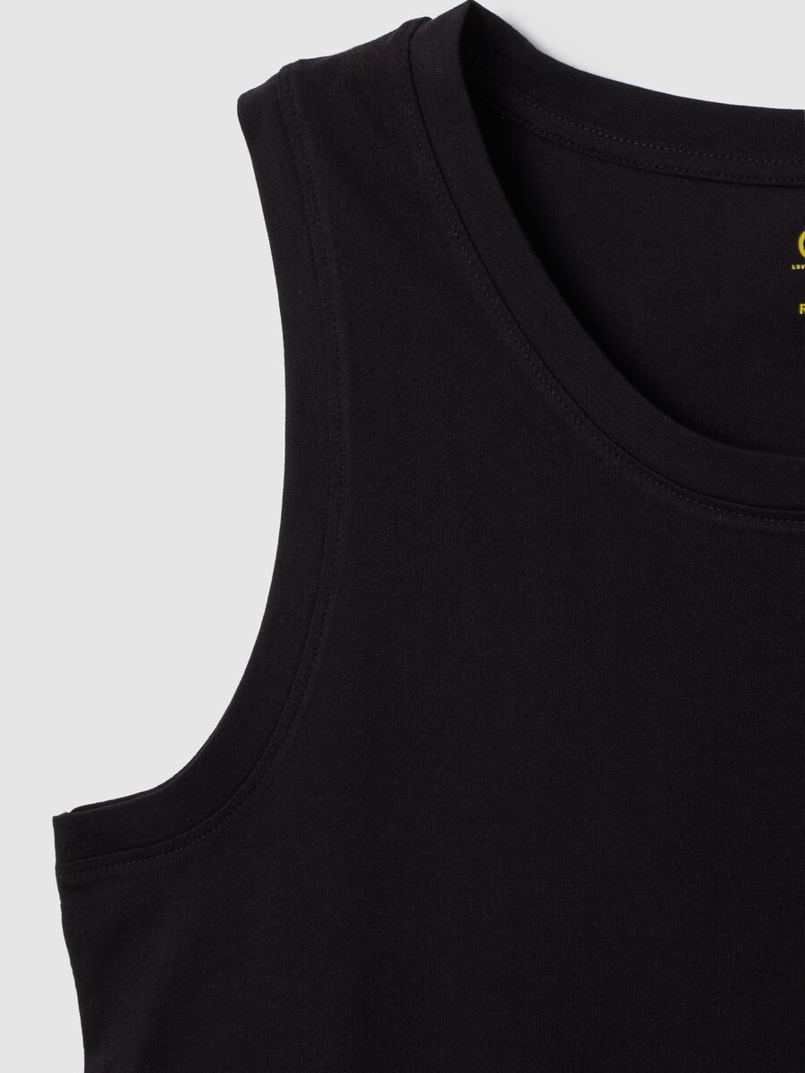 Men's basic black cotton vest regular fit_1