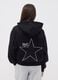 Girls&rsquo; black cotton-blend zip hoodie, regular fit_1