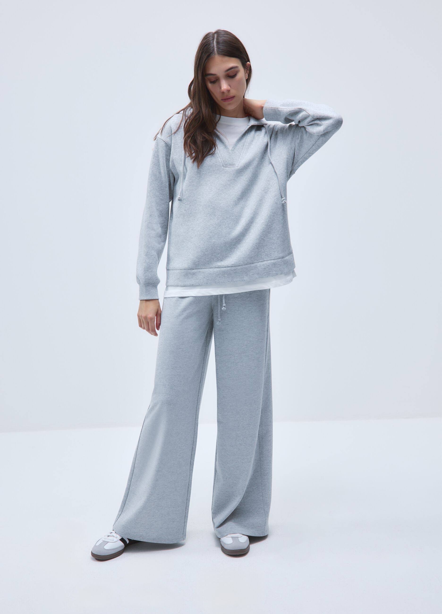 Pantaloni in puro cotone grigi regular fit