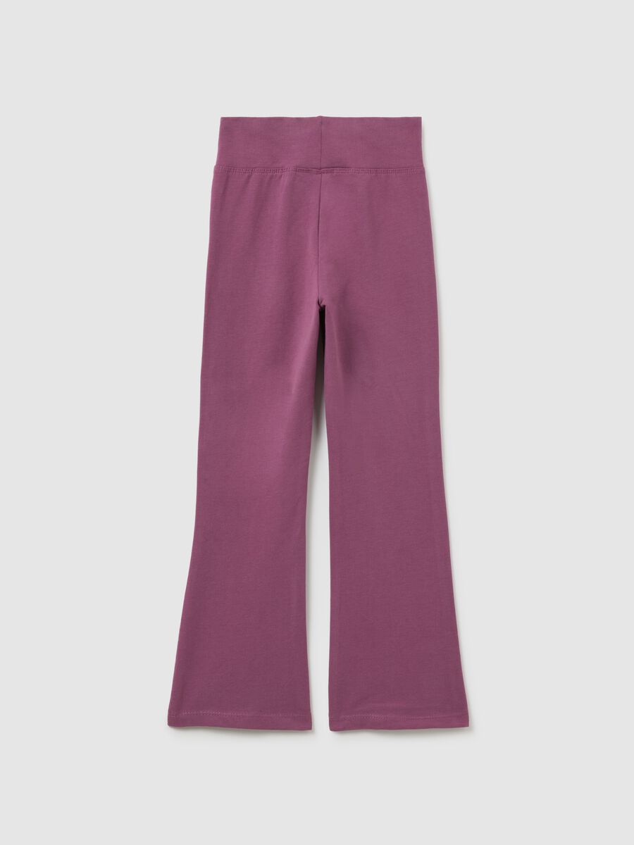 Leggings viola da bambina in cotone elasticizzato vestibilità flare_1