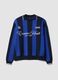 Blue and black pure cotton polo-collar top with oversized fit_0