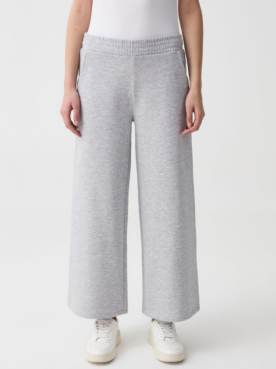 Essential wide-leg joggers in fleece_1