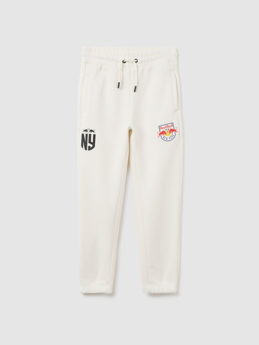 Pantaloni da bambino in misto cotone bianchi regular fit con stampa_3