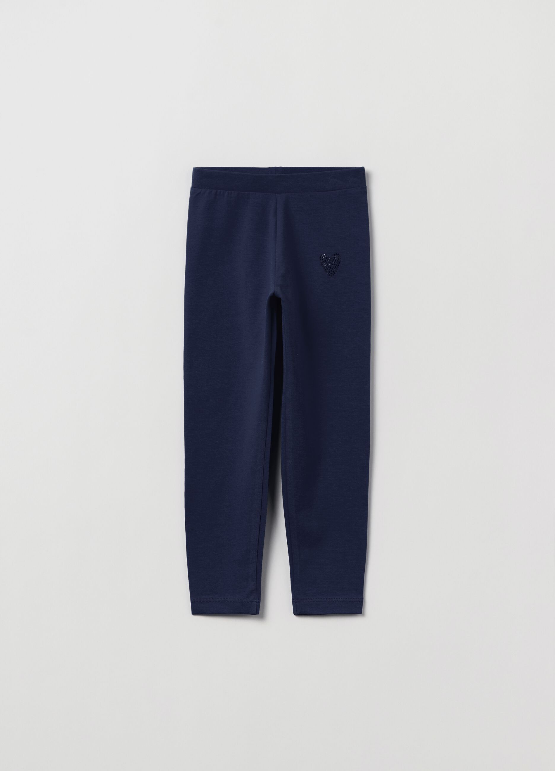 Leggings in cotone stretch con strass_0
