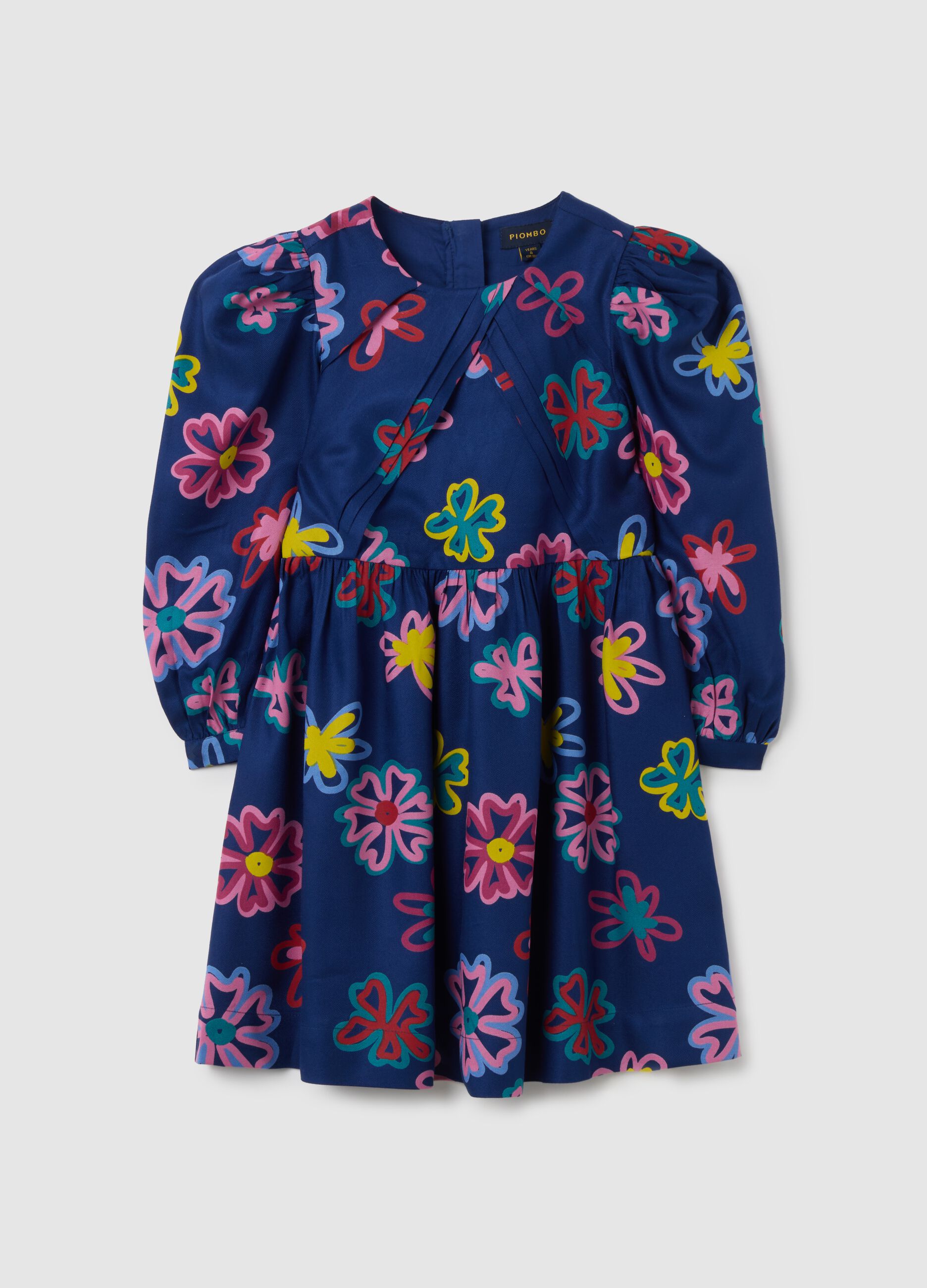 Girls' dress in pure multicolour viscose regular fit