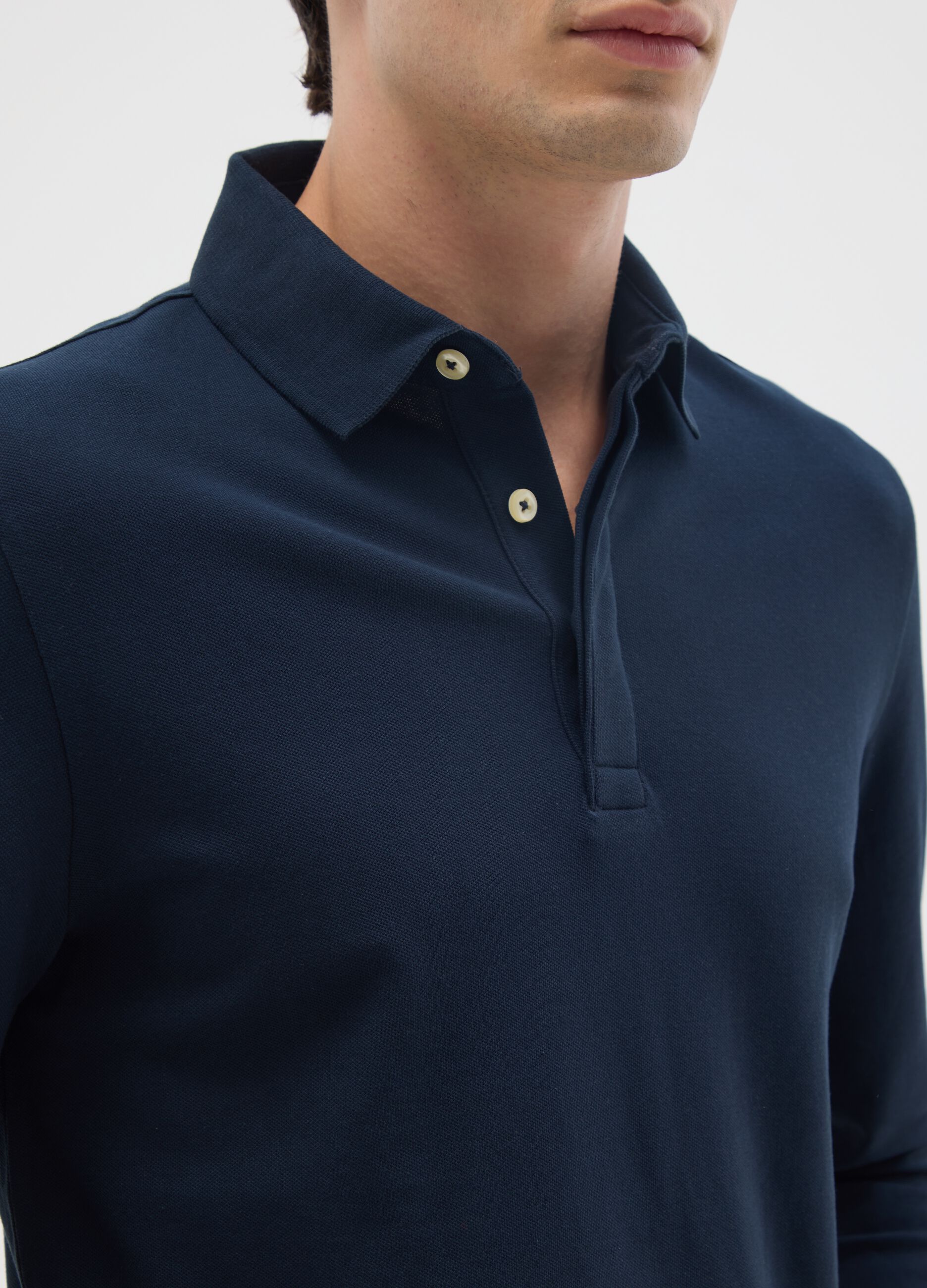 Blue regular fit stretch cotton polo