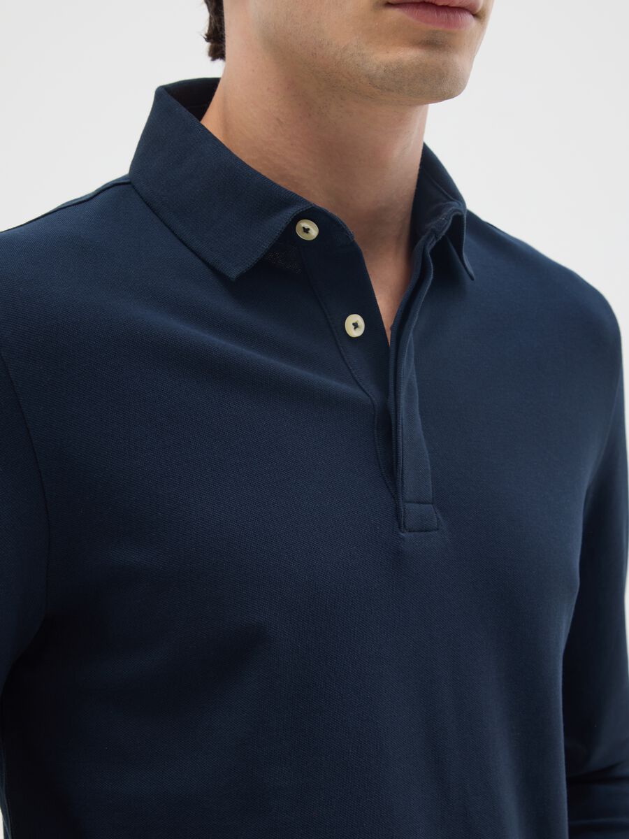 Polo in cotone elasticizzato blu regular fit_3