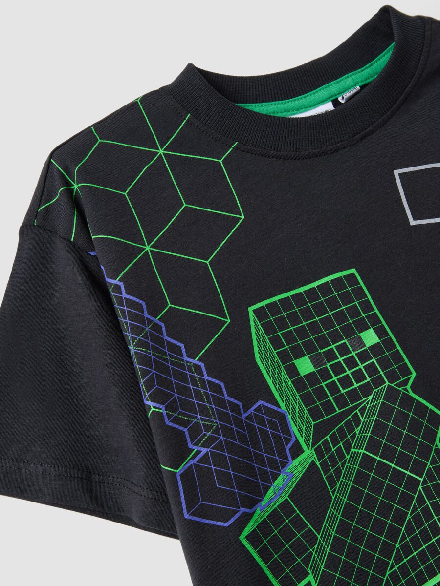 Kids&rsquo; black pure cotton Minecraft oversized-fit T-shirt_2