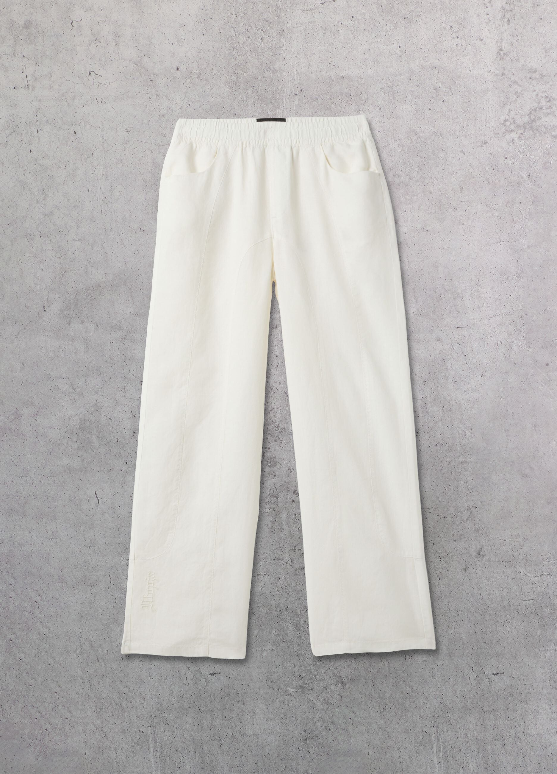 100% Linen Wide-Leg Trousers White