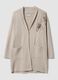 Beige viscose-blend cardigan with raised floral appliqu&eacute;_0