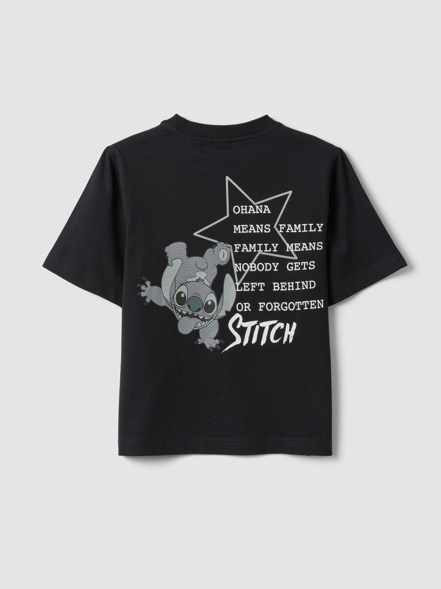 Girls&rsquo; black boxy-fit pure cotton T-shirt with Lilo & Stitch print_1