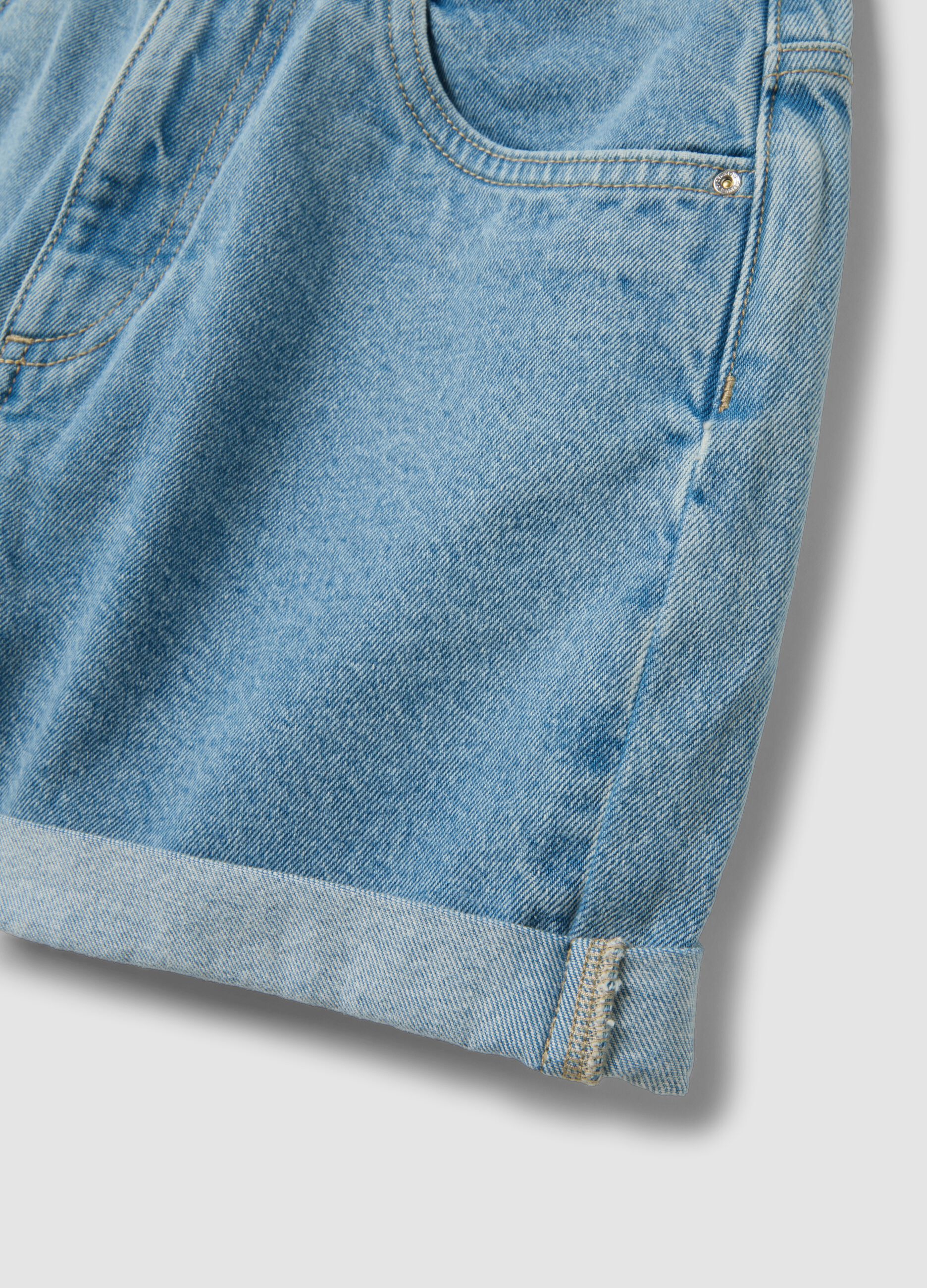 Light blue pure cotton denim shorts