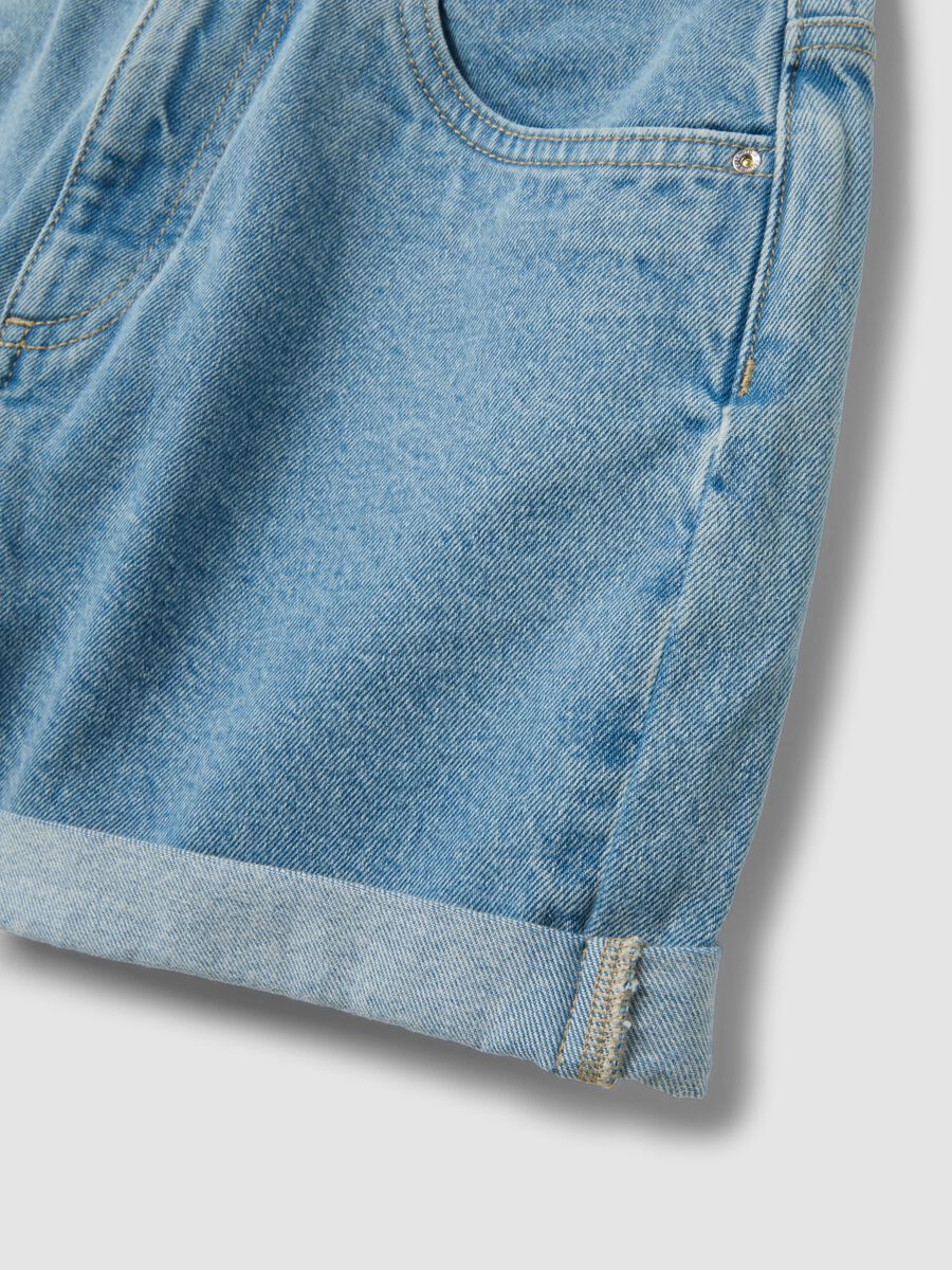 Light blue pure cotton denim shorts_1