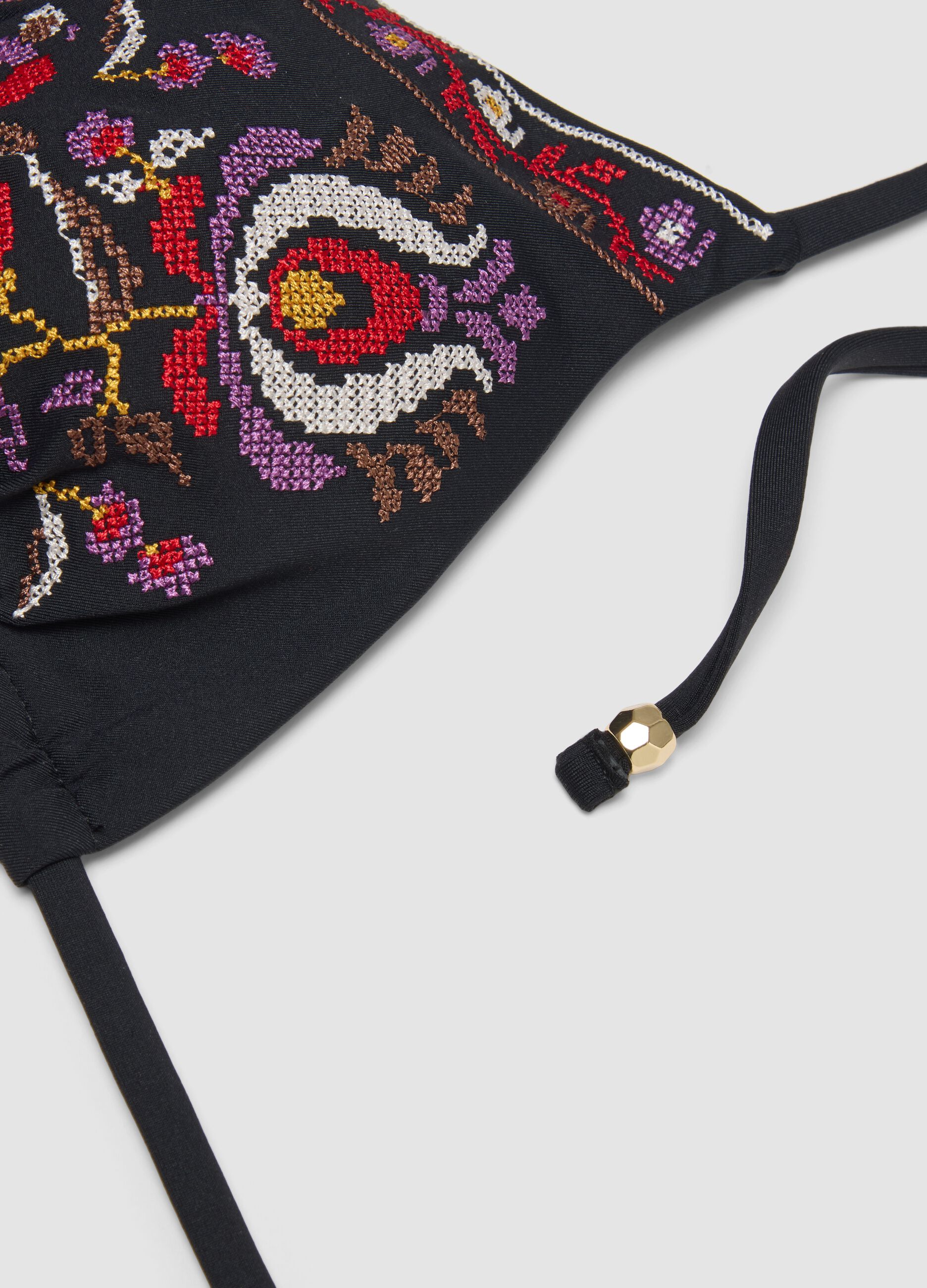Black triangle bikini top in stretch fabric