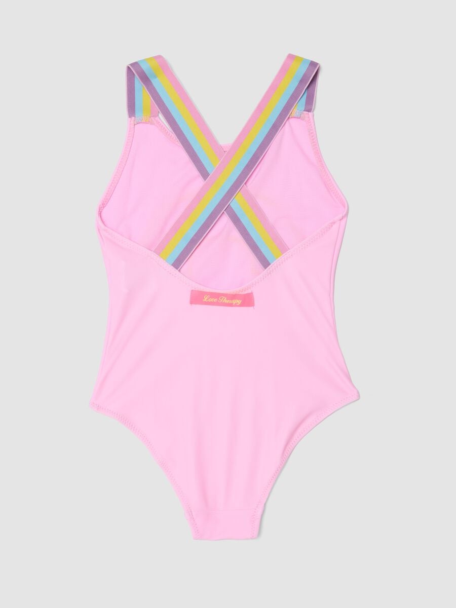 Costume intero rosa in tessuto elasticizzato_1