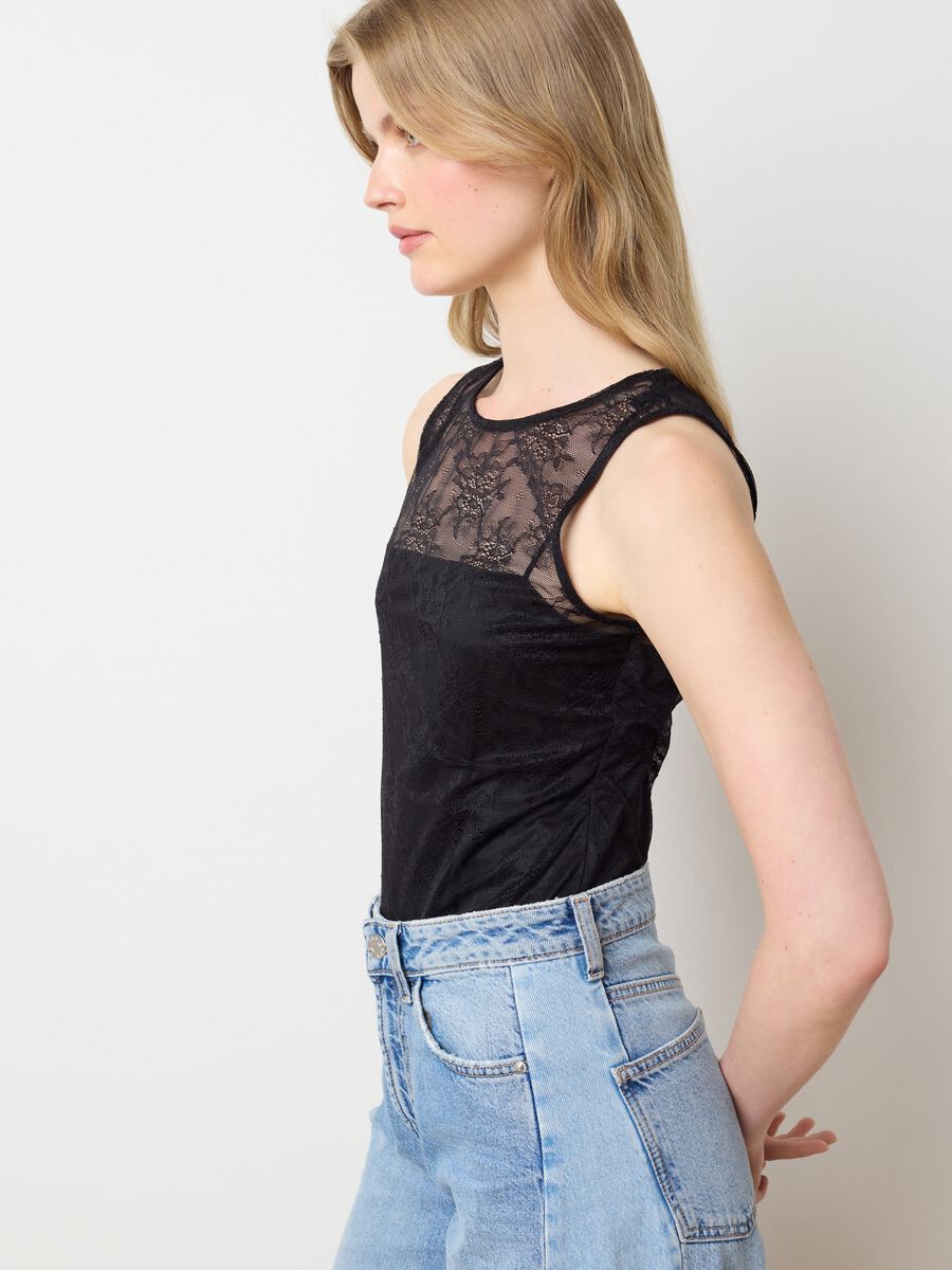 Women's Black Lace Bodysuit Regular Fit_2