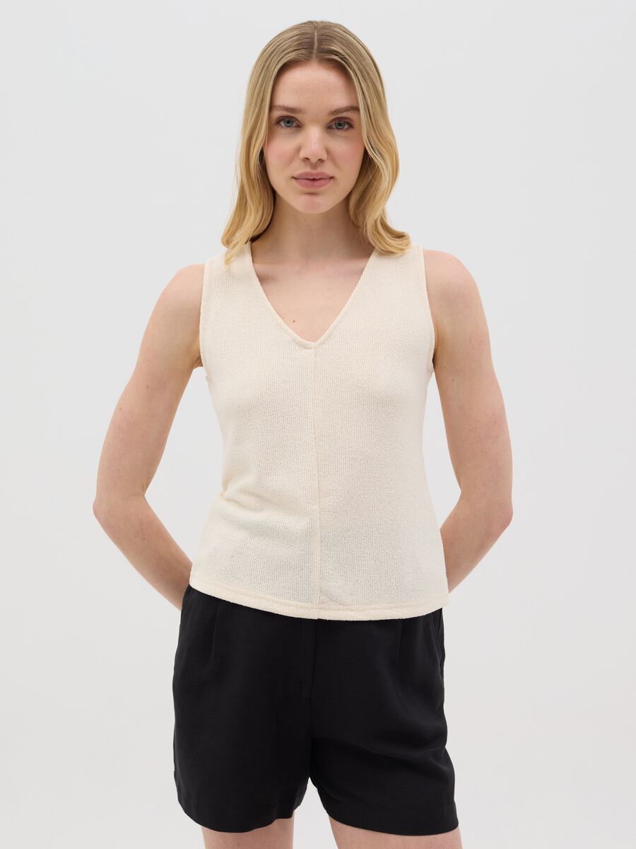 White Stretch Knit Vest Top from Ovs_0