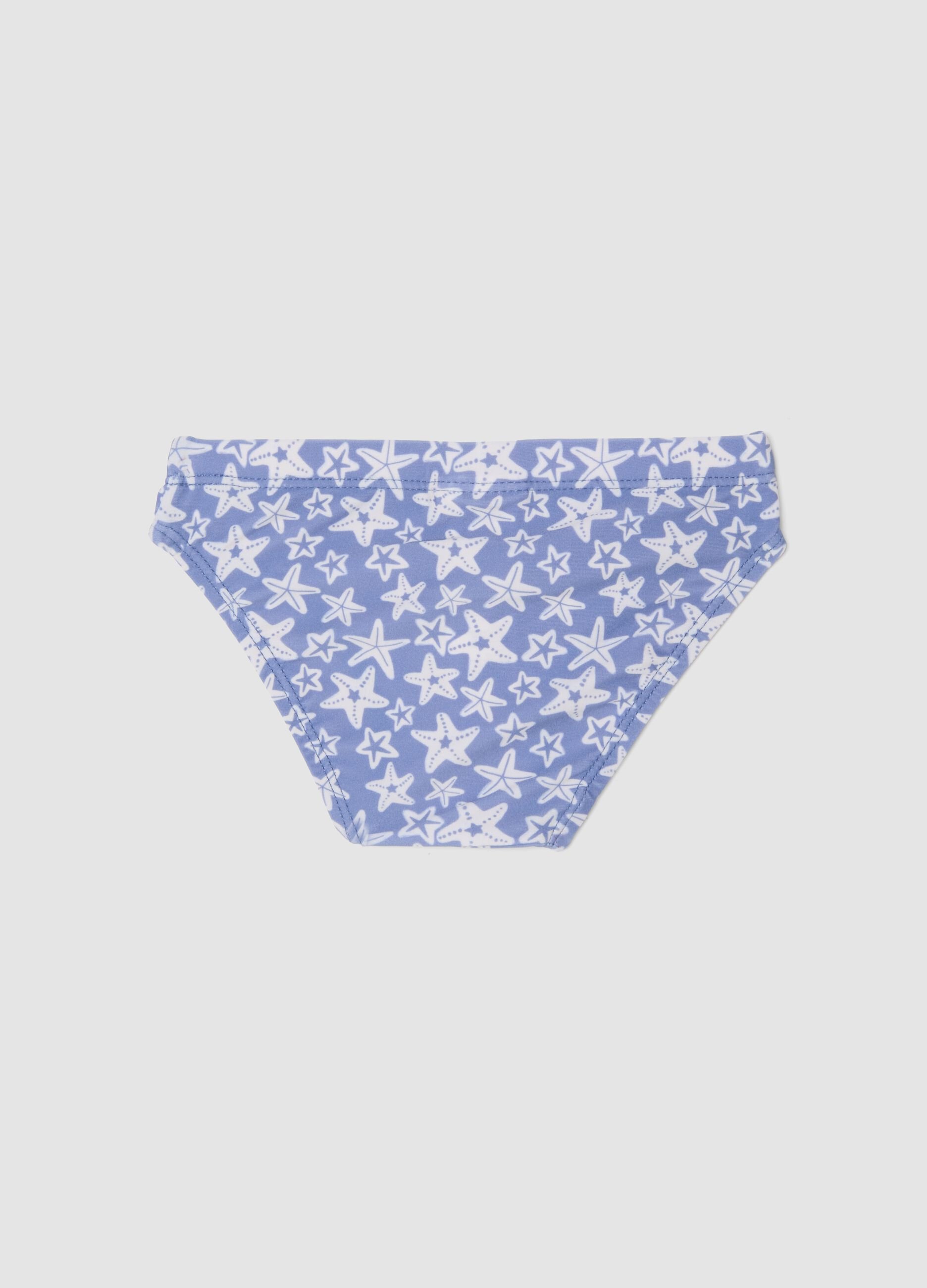 Blue stretch swim briefs with starfish print
