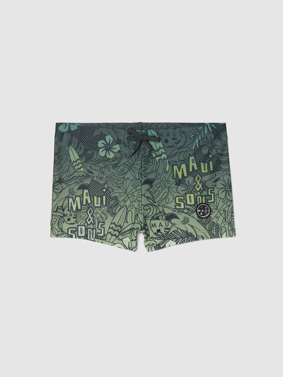 Swimming trunks with foliage print_0